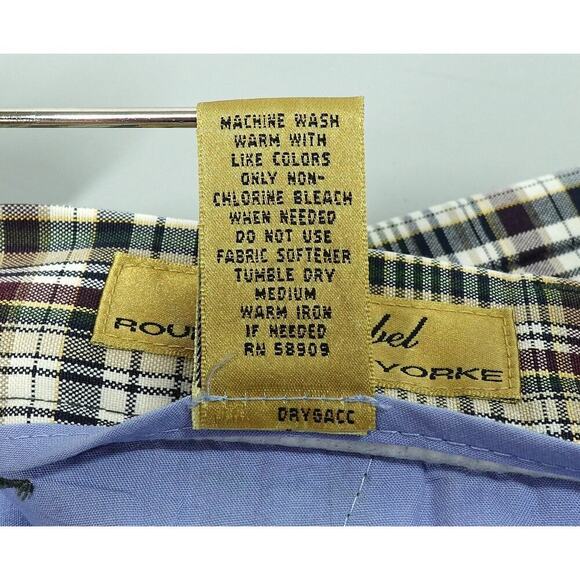 Roundtree & York Gold Label Chino Shorts Mens 34 Brown Plaid Tartan 9" Golf VTG - Picture 7 of 15